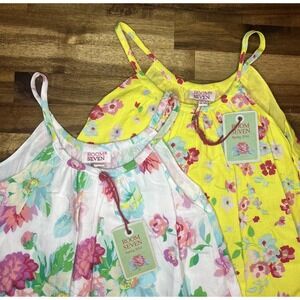 NWT Room Seven 4T Dresses  - (2) Floral Rose Print Cotton Yellow White Spring